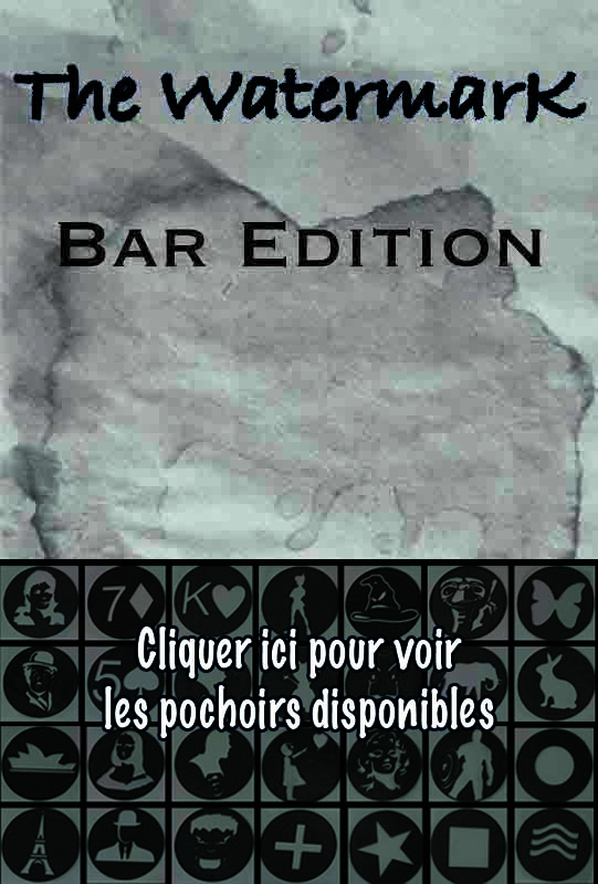 jaquette de Watermark version bar, de Mathieu Bich , où une trace d'eau revèle ce que pense le spectateur